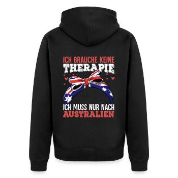 Australien - Unisex Premium Bio Zip Hoodie - Schwarz - Hinten - Nico (187cm)