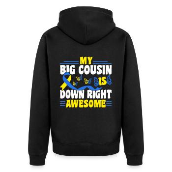 Down Syndrome Awareness Month My - Unisex Premium Bio Zip Hoodie - Schwarz - Hinten - Nico (187cm)