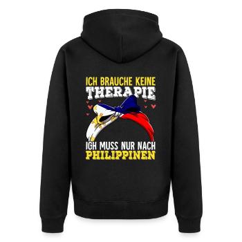 Philippinen - Unisex Premium Bio Zip Hoodie - Schwarz - Hinten - Nico (187cm)