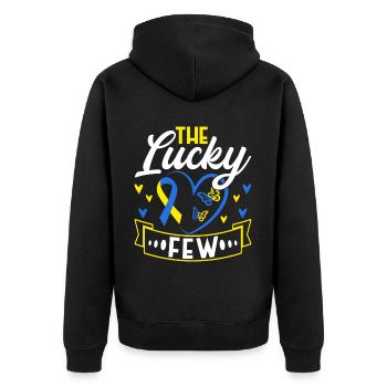 Down Syndrome Awareness Month - Unisex Premium Bio Zip Hoodie - Schwarz - Hinten - Nico (187cm)