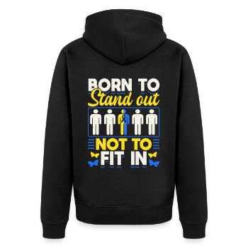 Down Syndrome Awareness Month Born - Unisex Premium Bio Zip Hoodie - Schwarz - Hinten - Nico (187cm)