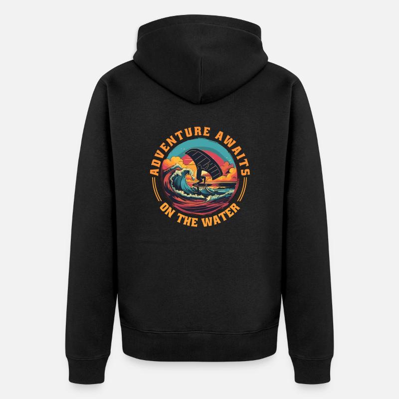 Wingfoil-Surfer Wingfoiling-Board Kitefoil Sprüche - Unisex Premium Bio Zip Hoodie - Schwarz
