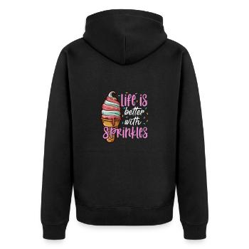 Ice Cream Ice Cream Ice Cream Summer Gift - Unisex Premium Organic Zip Hoodie - black - Back - Nico (187cm)