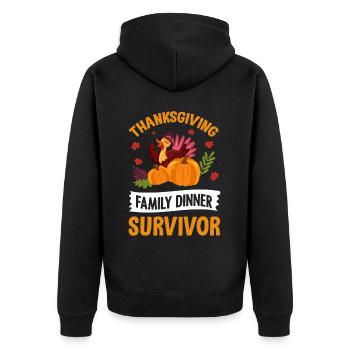 Thanksgiving Family Dinner Survivor Pilgrim Turkey - Unisex Premium Organic Zip Hoodie - black - Back - Nico (187cm)