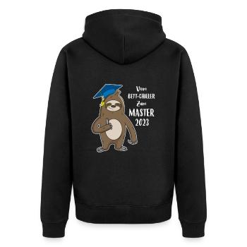 Bett-Chiller zum Master - Unisex Premium Bio Zip Hoodie - Schwarz - Hinten - Nico (187cm)