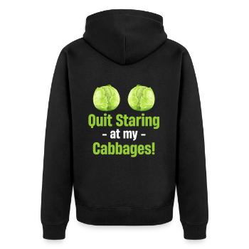 Stop staring at my cabbages - Unisex Premium Organic Zip Hoodie - black - Back - Nico (187cm)