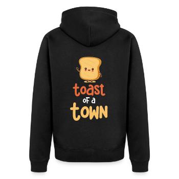 Toast Of The Town Toasted Bread Pancakes - Unisex Premium Organic Zip Hoodie - black - Back - Nico (187cm)