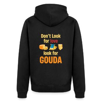 Suchen Sie Nicht Nach Liebe, Suchen Sie Nach - Unisex Premium Bio Zip Hoodie - Schwarz - Hinten - Nico (187cm)