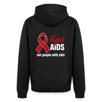 Fight AIDS, not people with AIDS - Unisex Premium Organic Zip Hoodie - black - Back - Nico (187cm)