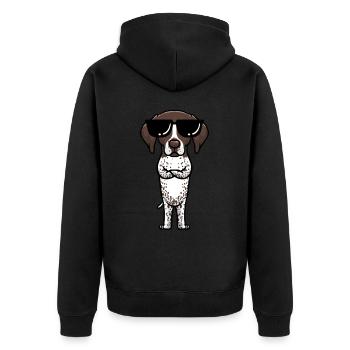 Deutsch Kurzhaar Hund Deutscher Kurzhaariger - Unisex Premium Bio Zip Hoodie - Schwarz - Hinten - Nico (187cm)