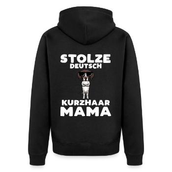 Deutsch Kurzhaar Mama - Unisex Premium Bio Zip Hoodie - Schwarz - Hinten - Nico (187cm)
