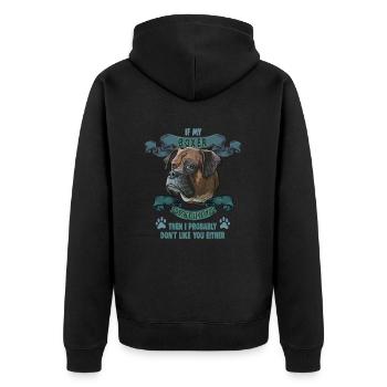 Dog Saying Boxer Design for Dog Lovers - Unisex Premium Organic Zip Hoodie - black - Back - Nico (187cm)