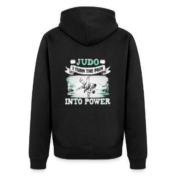 Judo Kampfsport Judo Trainer Judoka - Unisex Premium Bio Zip Hoodie - Schwarz - Hinten - Nico (187cm)