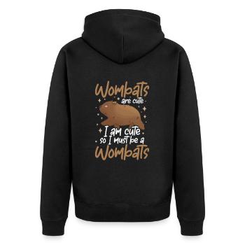 I'm a Wombat Australia Marsupial - Unisex Premium Organic Zip Hoodie - black - Back - Nico (187cm)