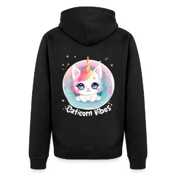 Caticorn Vibes Kawaii Anime Unicorn Cat Cute Carto - Unisex Premium Bio Zip Hoodie - Schwarz - Hinten - Nico (187cm)