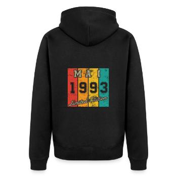 Date de naissance : Mai 1993 - Édition limitée rétro - Veste à capuche bio Premium Unisexe - noir - Dos - Nico (187cm)