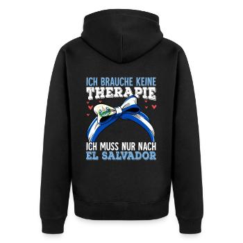 El Salvador - Unisex Premium Bio Zip Hoodie - Schwarz - Hinten - Nico (187cm)