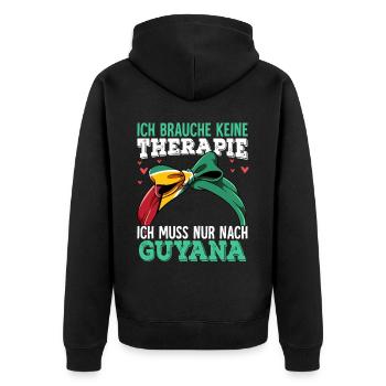 Guyana - Unisex Premium Bio Zip Hoodie - Schwarz - Hinten - Nico (187cm)