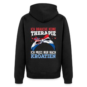 Kroatien - Unisex Premium Bio Zip Hoodie - Schwarz - Hinten - Nico (187cm)