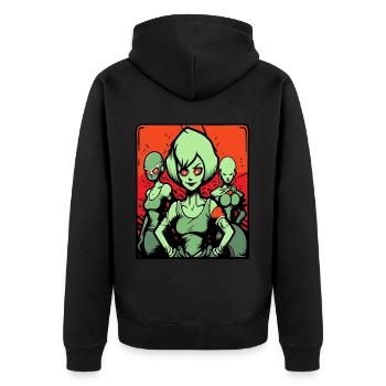 Cartoon Zombie Ladies - Unisex Premium Organic Zip Hoodie - black - Back - Nico (187cm)