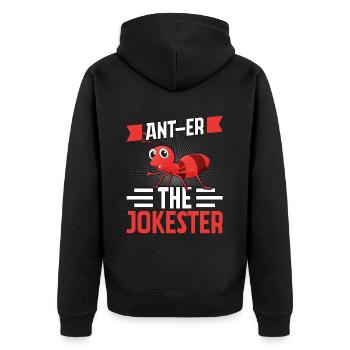 Ant-er the jokester - Unisex Premium Organic Zip Hoodie - black - Back - Nico (187cm)