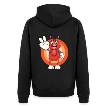 Ant Peace - Unisex Premium Organic Zip Hoodie - black - Back - Nico (187cm)