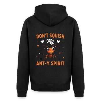 Don't squish my ant-y Spirit - Unisex Premium Organic Zip Hoodie - black - Back - Nico (187cm)