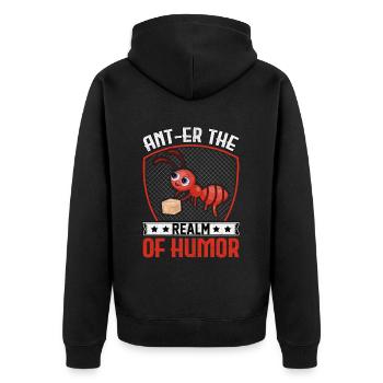 Ant-er the realm of humor - Unisex Premium Organic Zip Hoodie - black - Back - Nico (187cm)