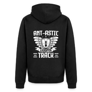 Ant-astic laughter track - Unisex Premium Organic Zip Hoodie - black - Back - Nico (187cm)