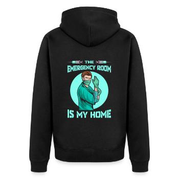 Nurse Cool Emergency Nurse - Unisex Premium Organic Zip Hoodie - black - Back - Nico (187cm)
