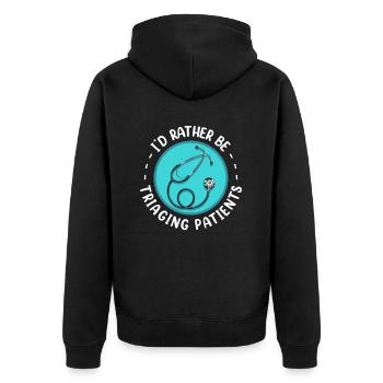 Nurse Triage Emergency Nurse - Unisex Premium Organic Zip Hoodie - black - Back - Nico (187cm)