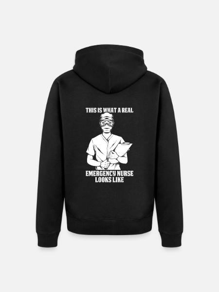 Nurse Funny Emergency Nurse - Unisex Premium Organic Zip Hoodie - black