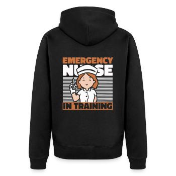 Krankenschwester Ausbildung - Unisex Premium Bio Zip Hoodie - Schwarz - Hinten - Nico (187cm)
