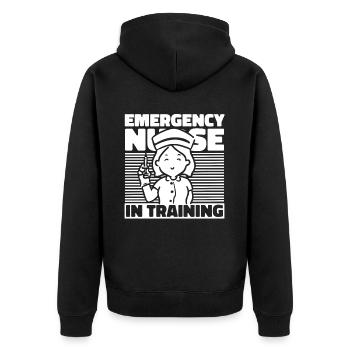 Krankenschwester Ausbildung - Unisex Premium Bio Zip Hoodie - Schwarz - Hinten - Nico (187cm)