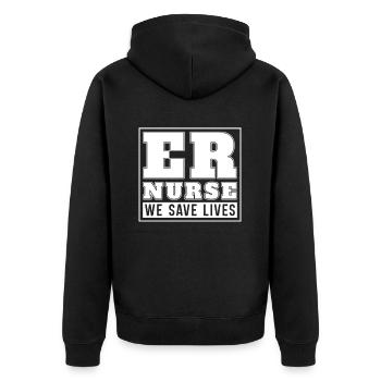 Krankenschwester Äh Notfall Krankenschwester - Unisex Premium Bio Zip Hoodie - Schwarz - Hinten - Nico (187cm)