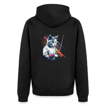 Katzen Fechter gamer gamer Fechten Sportler Katzen - Unisex Premium Bio Zip Hoodie - Schwarz - Hinten - Nico (187cm)