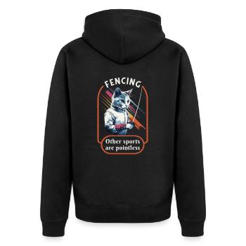 Katzen Fechter gamer lustiges Fechten Sport Katzen - Unisex Premium Bio Zip Hoodie - Schwarz - Hinten - Nico (187cm)