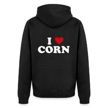 Heart Farmer - I Love Corn - Unisex Premium Organic Zip Hoodie - black - Back - Nico (187cm)