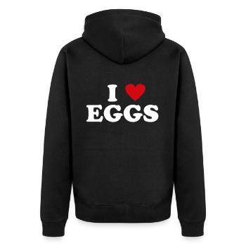 Herz Farmer - Ich Liebe Egg - Unisex Premium Bio Zip Hoodie - Schwarz - Hinten - Nico (187cm)