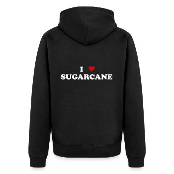 Heart Farmer - J’aime la canne à sucre - Veste à capuche bio Premium Unisexe - noir - Dos - Nico (187cm)