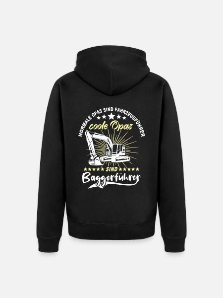 Opa Baggerfahrer - Unisex Premium Bio Zip Hoodie - Schwarz