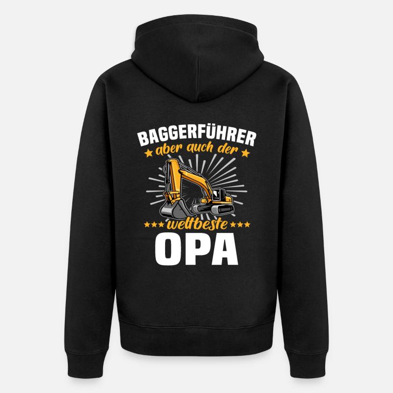 Opa Baggerfahrer - Unisex Premium Bio Zip Hoodie - Schwarz