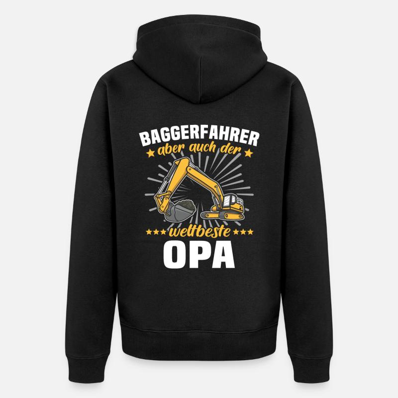 Opa Baggerfahrer - Unisex Premium Bio Zip Hoodie - Schwarz