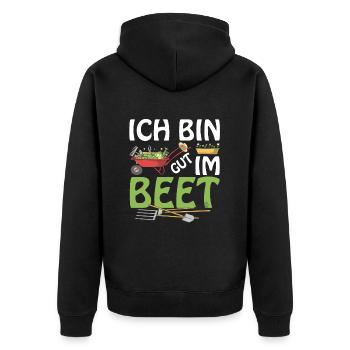 Ich Bin Gut Im Beet Gärtner - Unisex Premium Bio Zip Hoodie - Schwarz - Hinten - Nico (187cm)