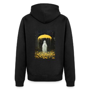 Halloween Spooky Ghost In The Forest Umbrella - Unisex Premium Bio Zip Hoodie - Schwarz - Hinten - Nico (187cm)