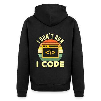 Ingénieur réseau I Don’t Run I Codeur - Veste à capuche bio Premium Unisexe - noir - Dos - Nico (187cm)