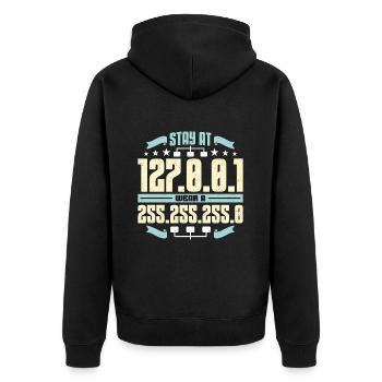 Network Engineer Stay At 127.0.0.1 Computer Geek - Unisex Premium Bio Zip Hoodie - Schwarz - Hinten - Nico (187cm)