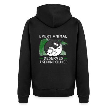 Hunderettungs Designs Für Tierrechtsaktivisten - Unisex Premium Bio Zip Hoodie - Schwarz - Hinten - Nico (187cm)
