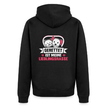 Hunderettungs Designs Für Tierrechtsaktivisten - Unisex Premium Bio Zip Hoodie - Schwarz - Hinten - Nico (187cm)
