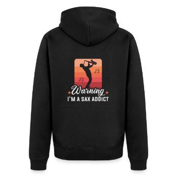 Saxophonist Orchester Musiker Saxophonspieler - Unisex Premium Bio Zip Hoodie - Schwarz - Hinten - Nico (187cm)